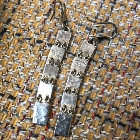 LOIS HILL Sterling Silver Drop Dangle Alternating Hammered Filigree Earrings - Picture 5 of 16